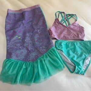 Disney Store Mermaid bathing suit set size 7/8